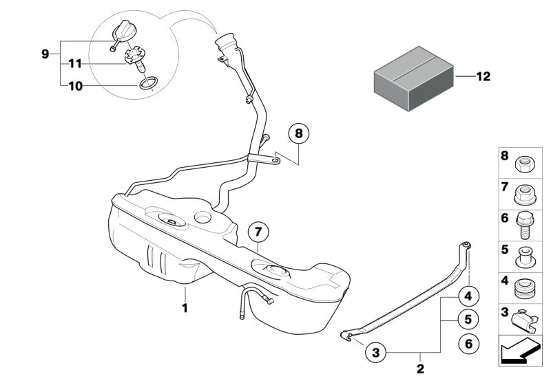 Fuel tank/mounting parts