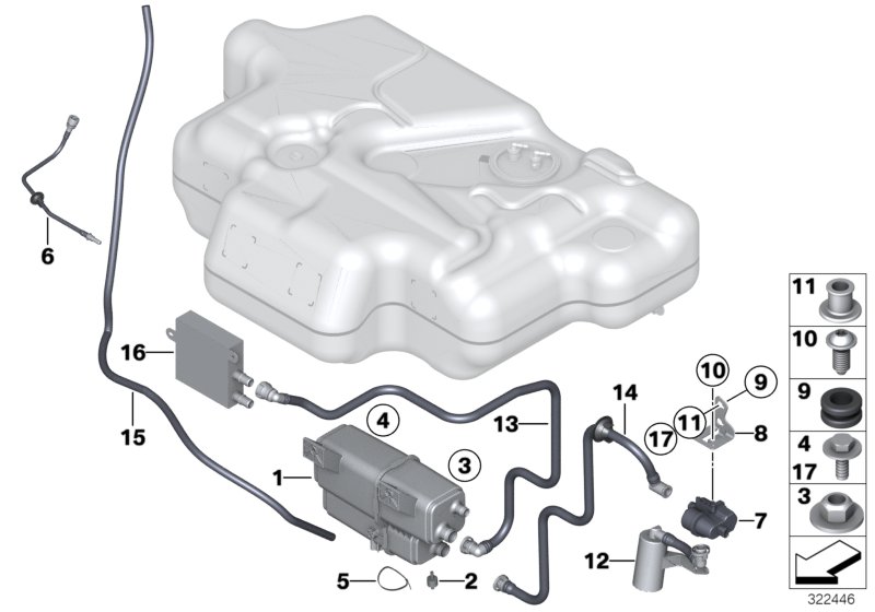 Fuel tank breather line/carbon canister