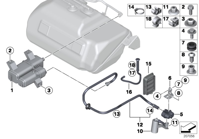 Fuel tank breather line/carbon canister