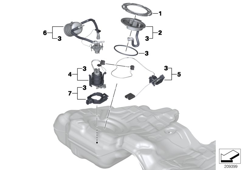Fuel filter/pump/fuel level sensor