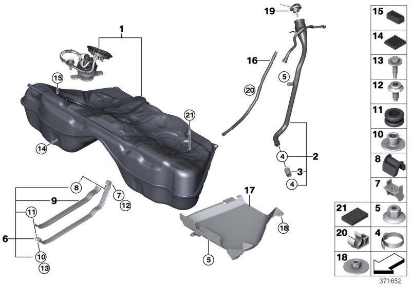 Fuel tank/mounting parts
