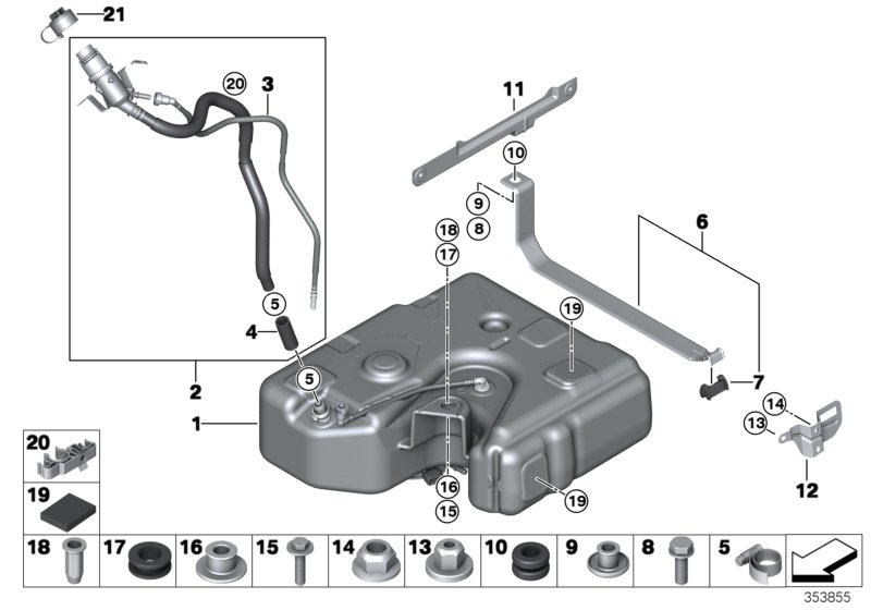 SCR reservoir / mounting parts / lines