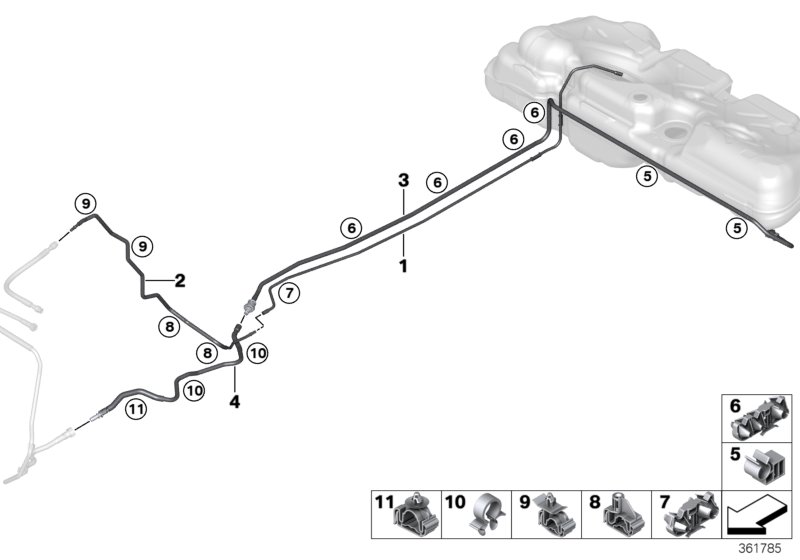 Fuel Pipe and Mounting Parts