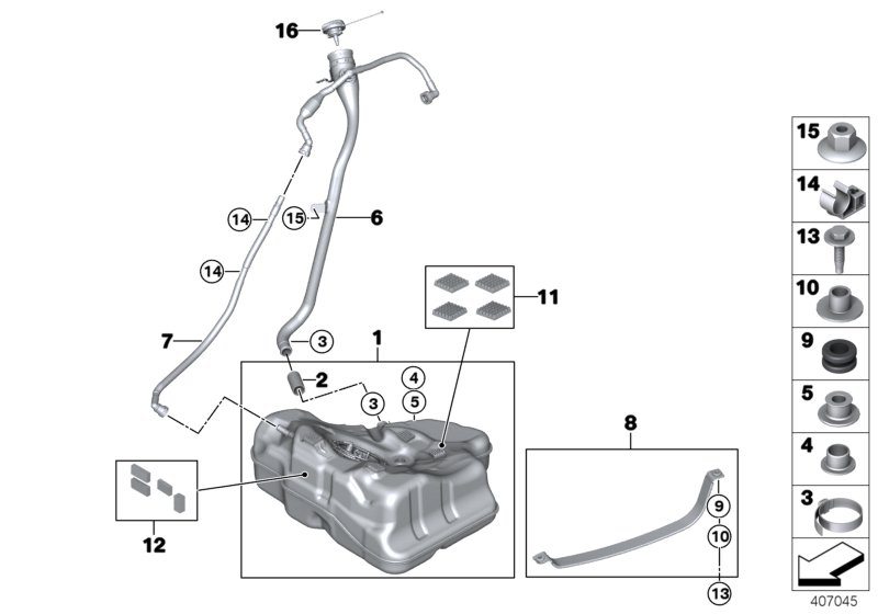Fuel tank/mounting parts