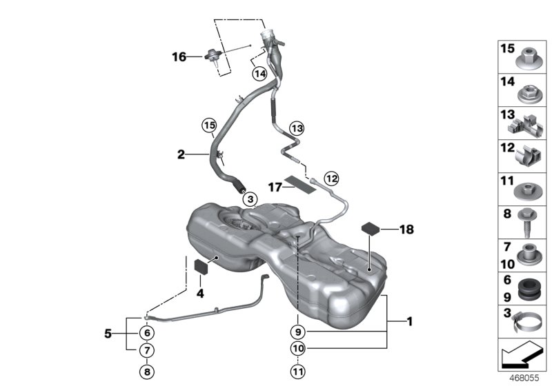 Fuel tank/mounting parts
