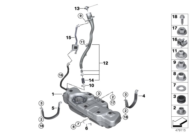 Fuel tank/mounting parts