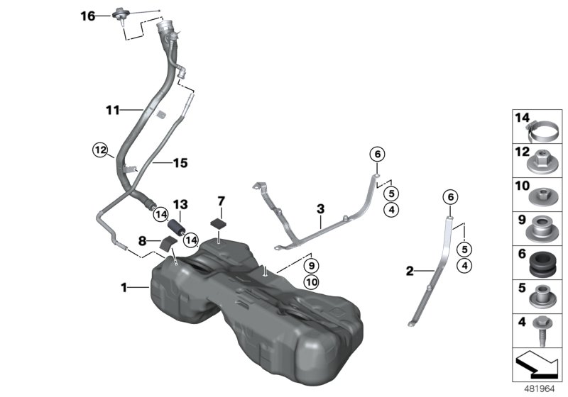 Fuel tank/mounting parts