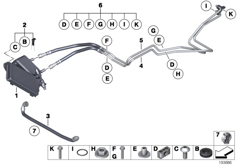 Transmission oil cooler/oil cooler line