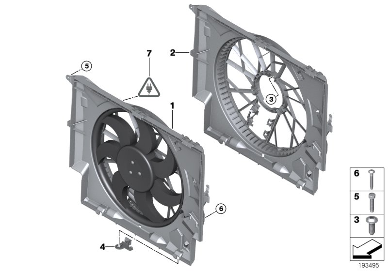 Fan housing, mounting parts