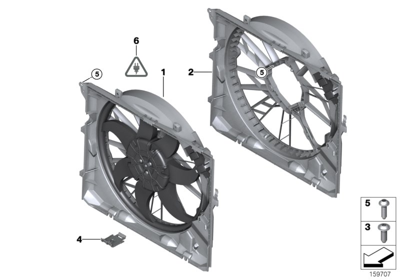 Fan housing, mounting parts