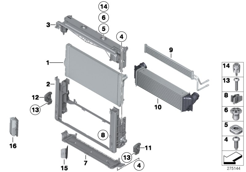 Mounting parts f radiator
