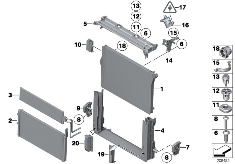 Radiator mounting parts