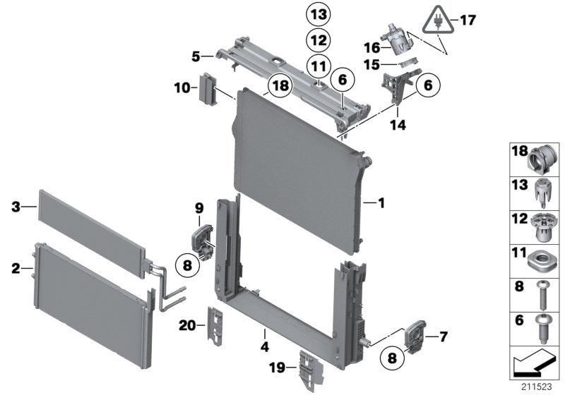 Mounting parts f radiator