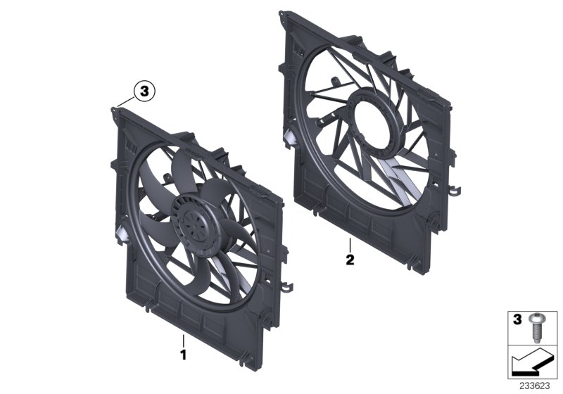 Fan housing, mounting parts