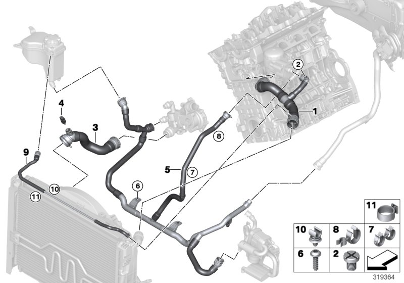 Cooling system coolant hoses