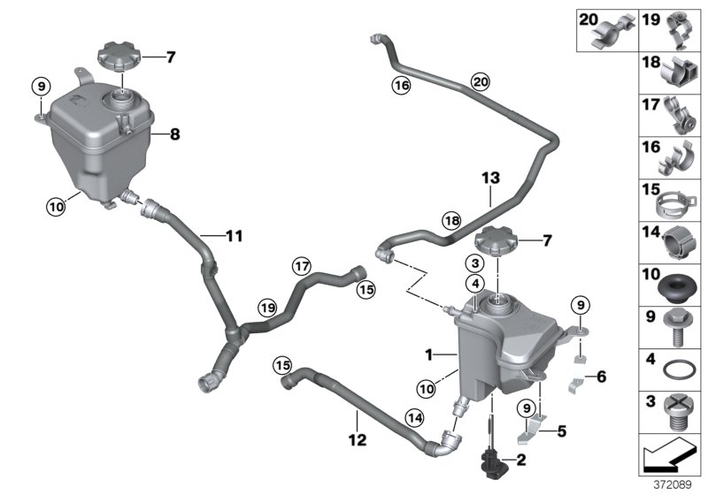 Expansion tank/coolant hoses