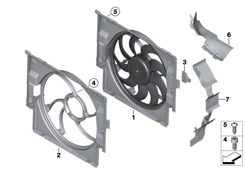 Fan housing, mounting parts