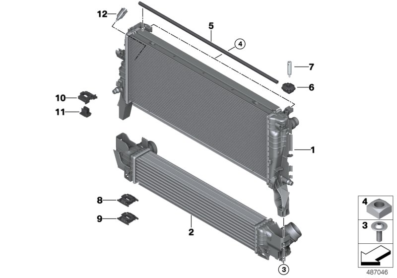 Radiator mounting parts