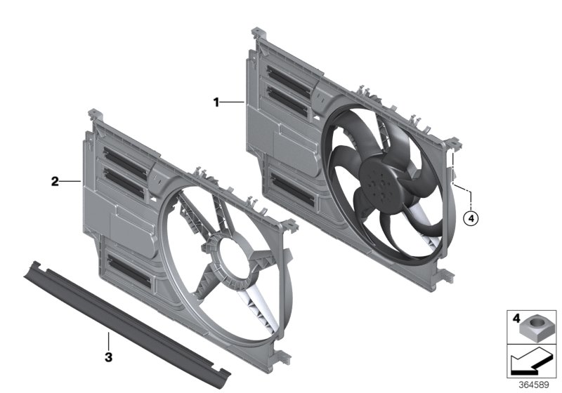 Fan housing, mounting parts