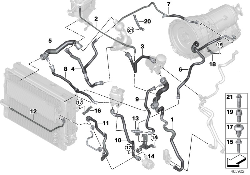 Cooling system coolant hoses