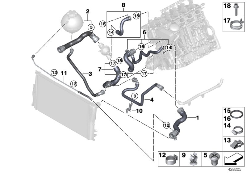 Cooling system coolant hoses