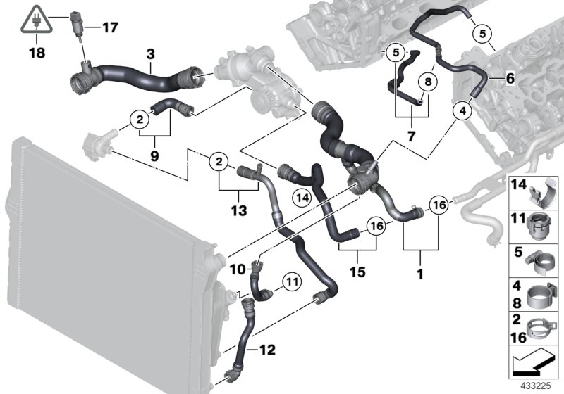 Cooling system coolant hoses