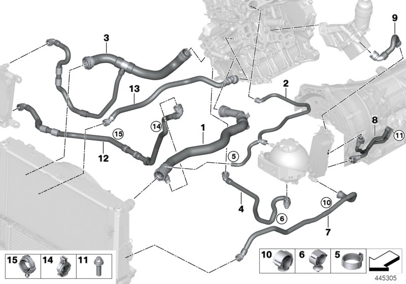 Cooling system coolant hoses