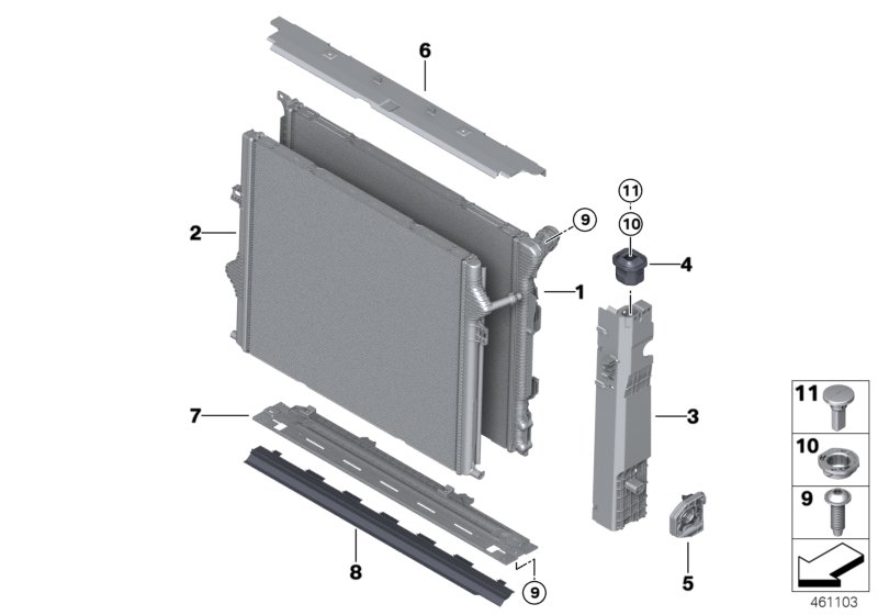 Radiator mounting parts
