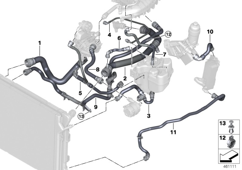 Cooling system coolant hoses