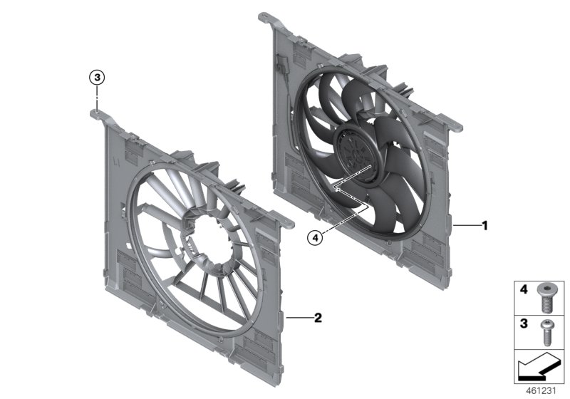 Fan housing, mounting parts