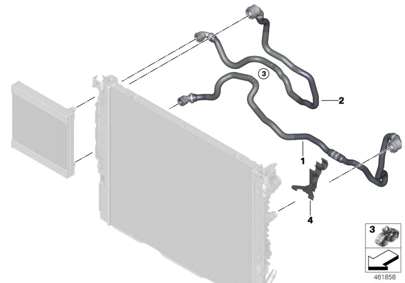 Cooling system - displaced Radiator