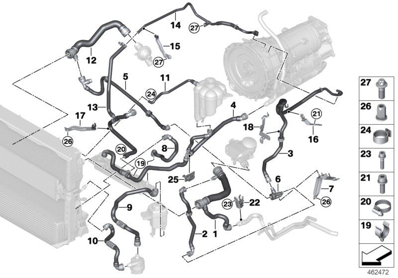 Cooling system coolant hoses