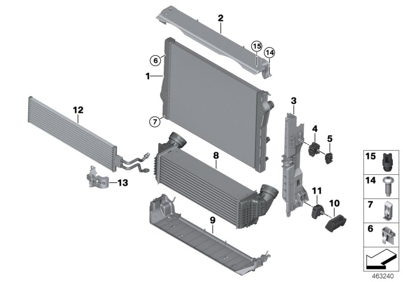 Radiator mounting parts