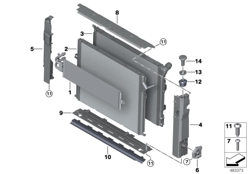 Radiator mounting parts