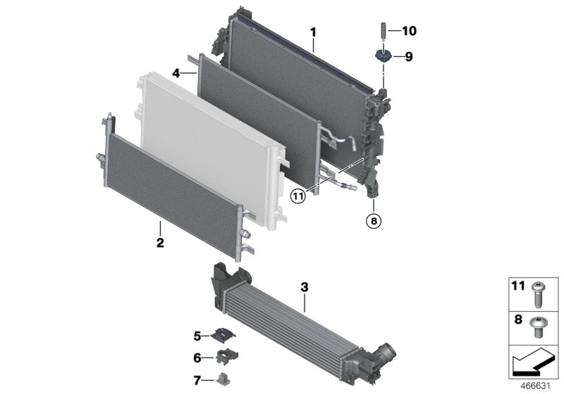 Radiator mounting parts