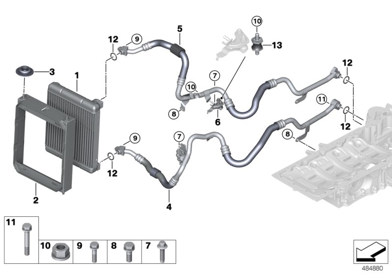 Engine oil cooler/oil cooler line