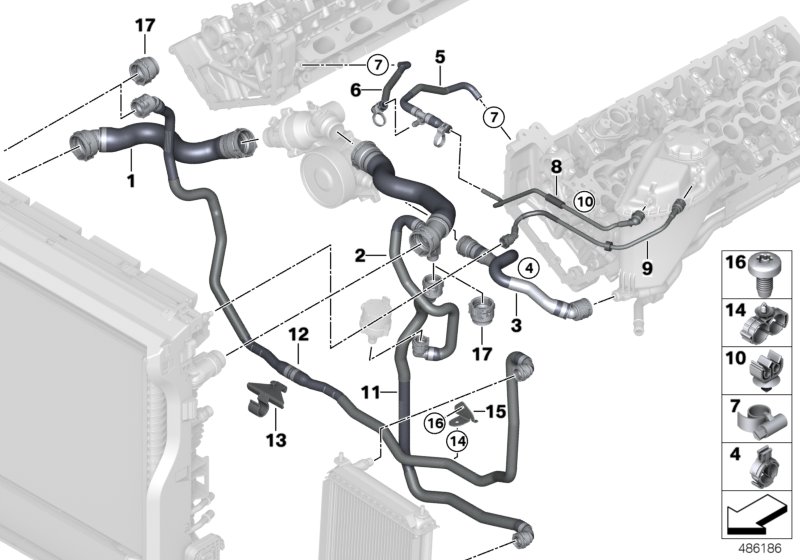 Cooling system coolant hoses