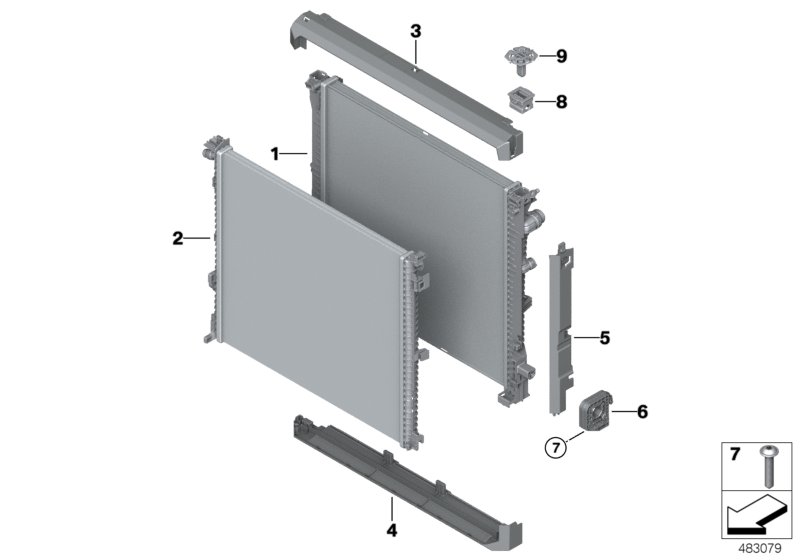 Radiator mounting parts