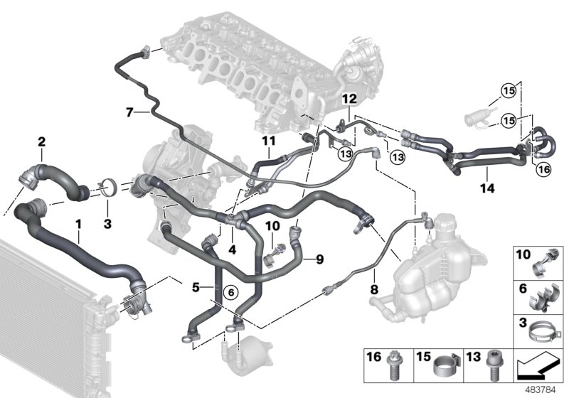 Cooling system coolant hoses
