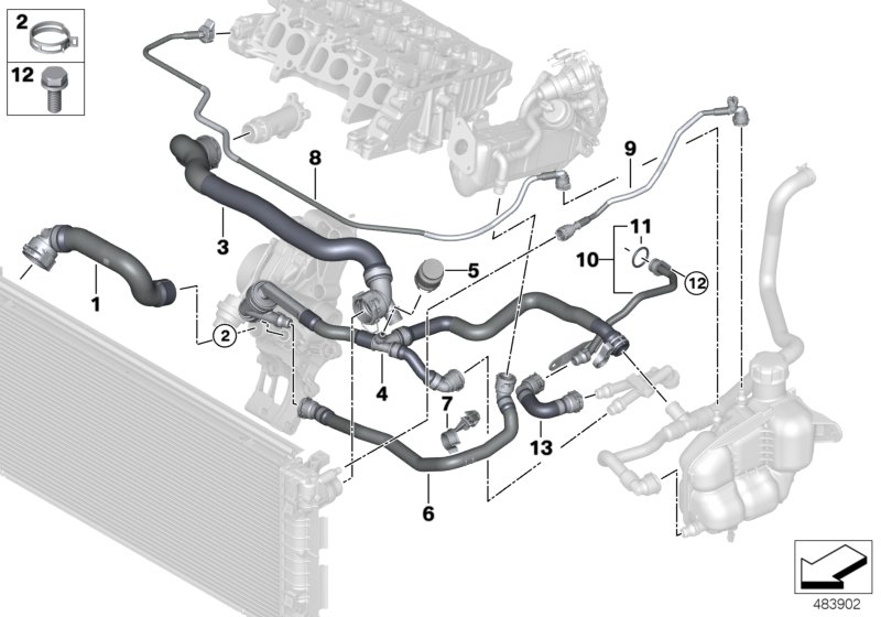 Cooling system coolant hoses