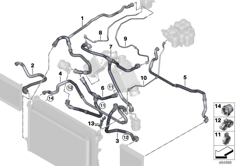 Cooling system coolant hoses