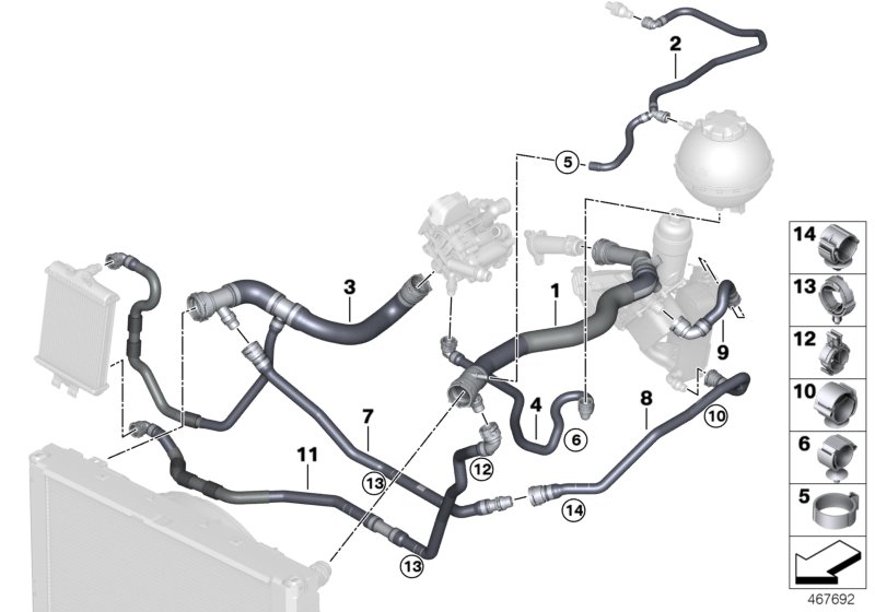 Cooling system coolant hoses