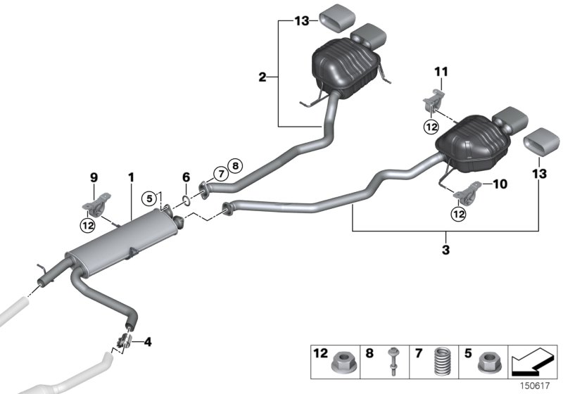 Exhaust system, rear