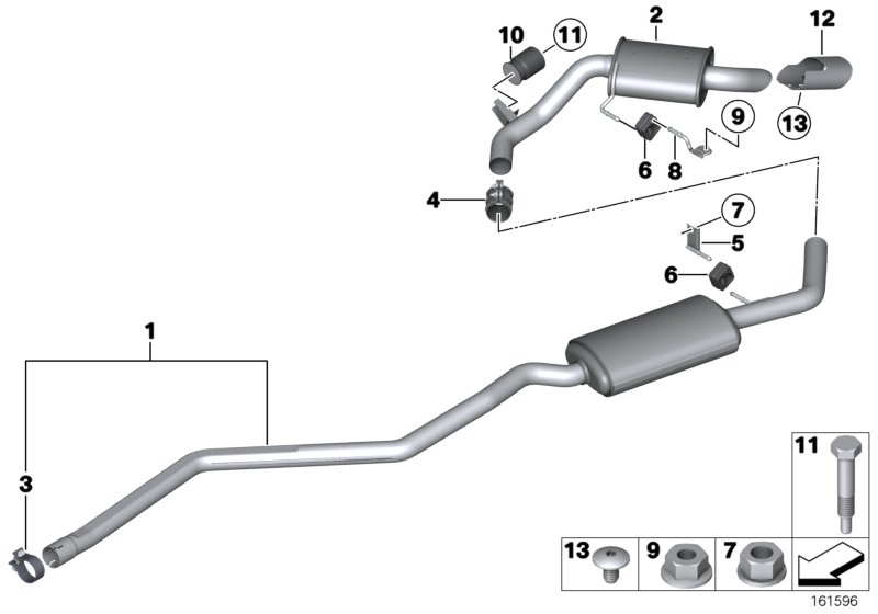 Exhaust system, rear
