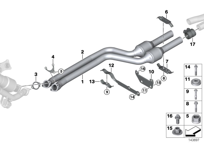 Catalytic converter/front silencer