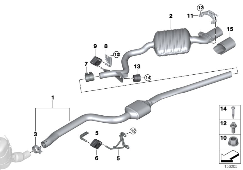 Exhaust system, rear