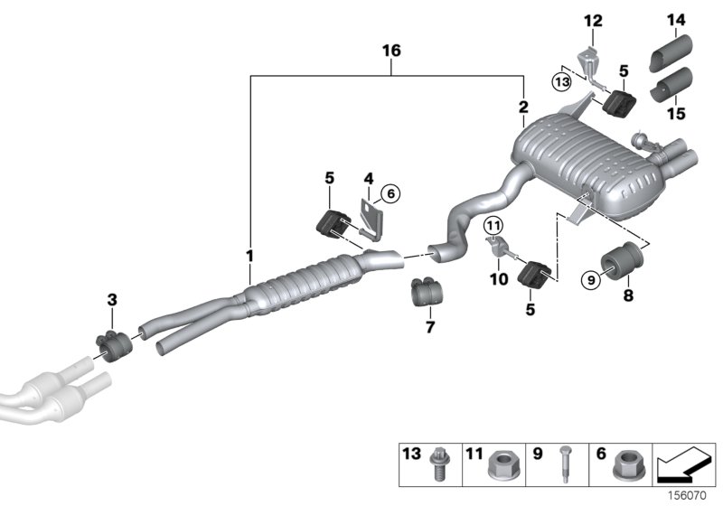 Exhaust system, rear