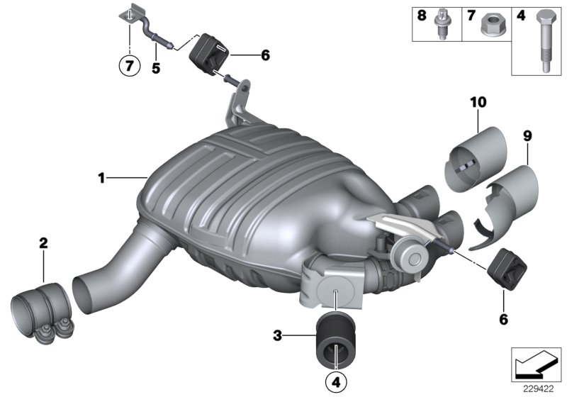 Exhaust system, rear