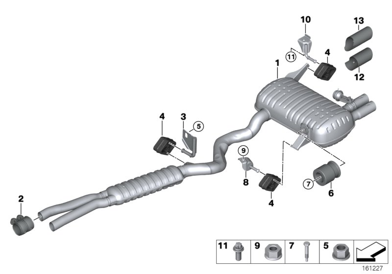 Exhaust system, rear