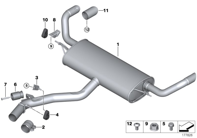 Exhaust system, rear